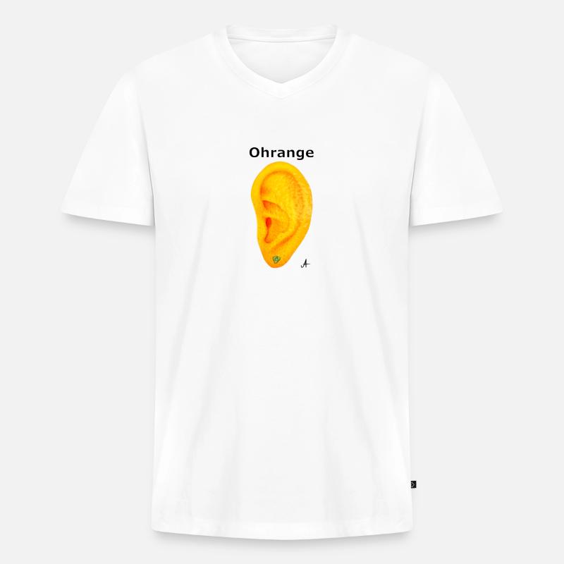Ohrange - Männer Premium Bio T-Shirt mit V-Ausschnitt - Weiß
