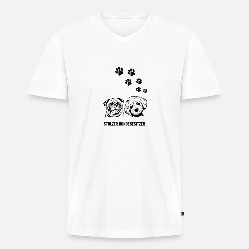 Hundebesitzer - Männer Premium Bio T-Shirt mit V-Ausschnitt - Weiß