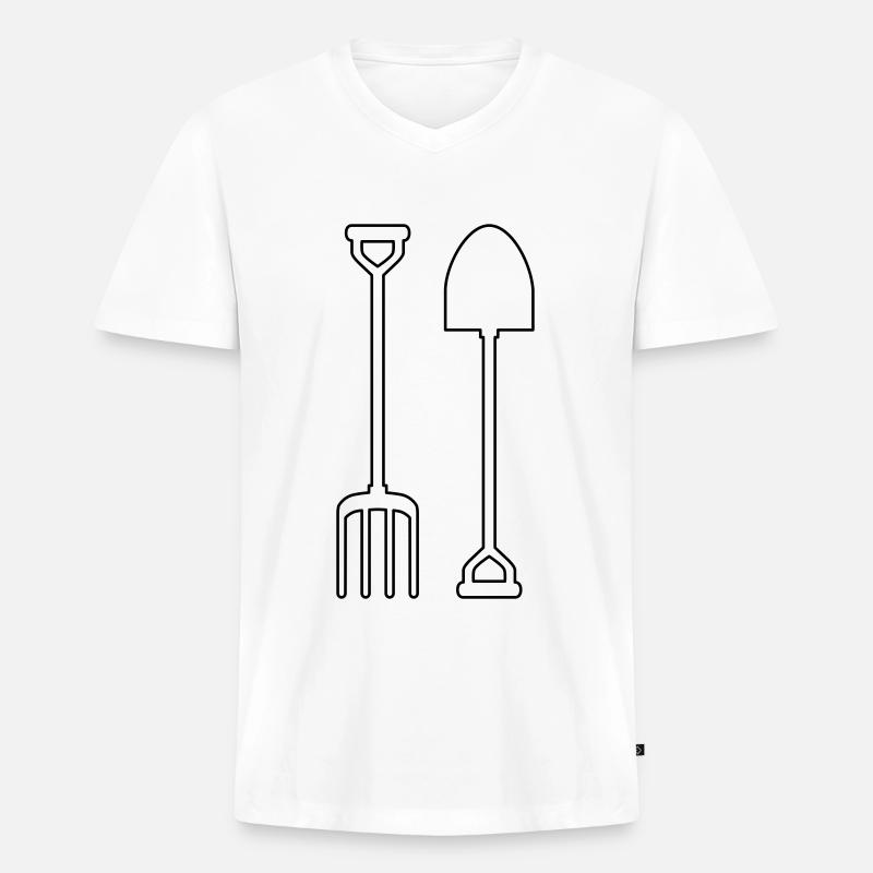 Mistgabel und Schaufel - Männer Premium Bio T-Shirt mit V-Ausschnitt - Weiß