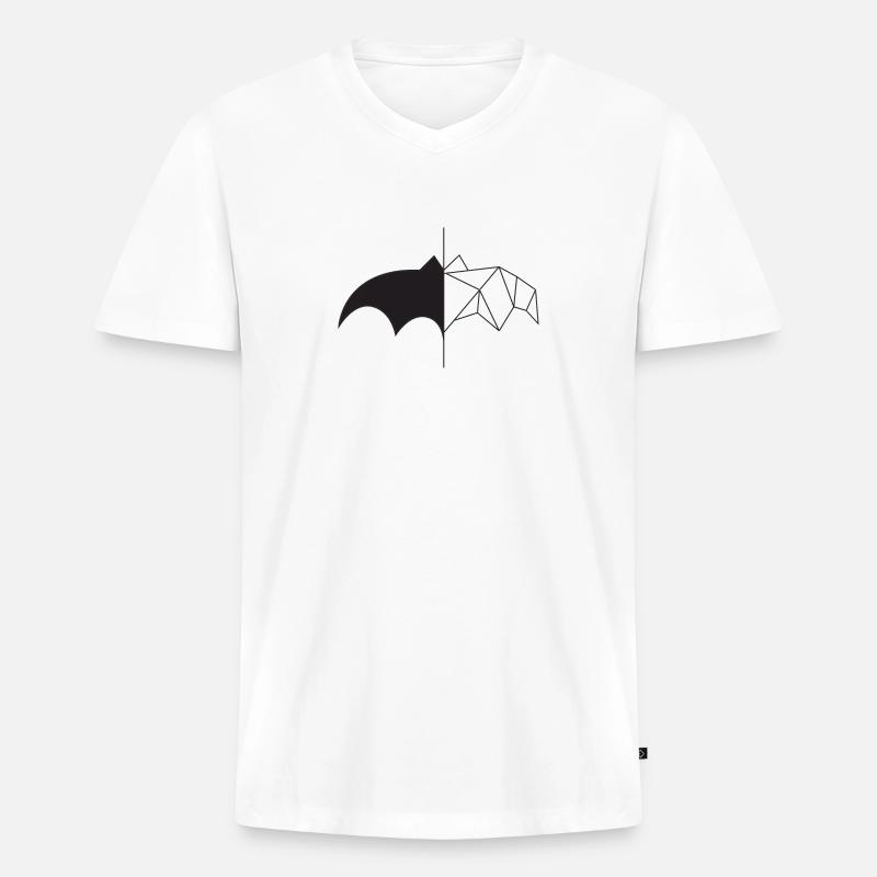 Fledermaus - Clear - - Männer Premium Bio T-Shirt mit V-Ausschnitt - Weiß