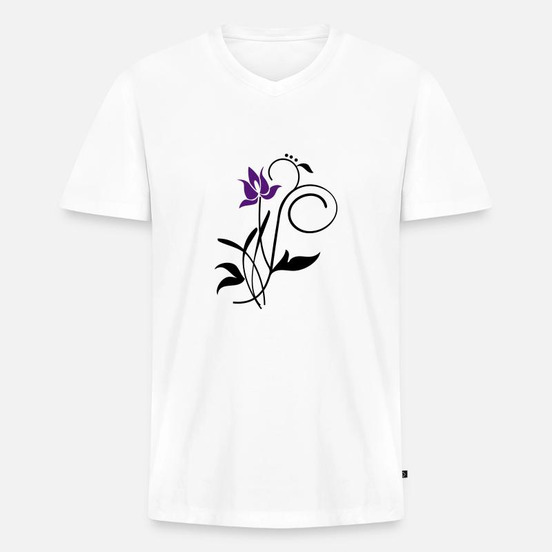 Orchidee / orchid (2c) - Männer Premium Bio T-Shirt mit V-Ausschnitt - Weiß