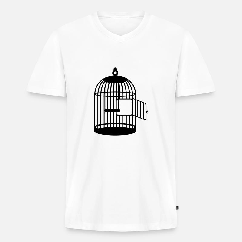 Leerer Käfig / empty cage (1c) - Männer Premium Bio T-Shirt mit V-Ausschnitt - Weiß