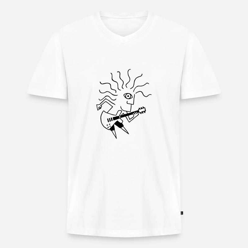 E-Gitarre-Spieler / E-Guitar-Player - Männer Premium Bio T-Shirt mit V-Ausschnitt - Weiß