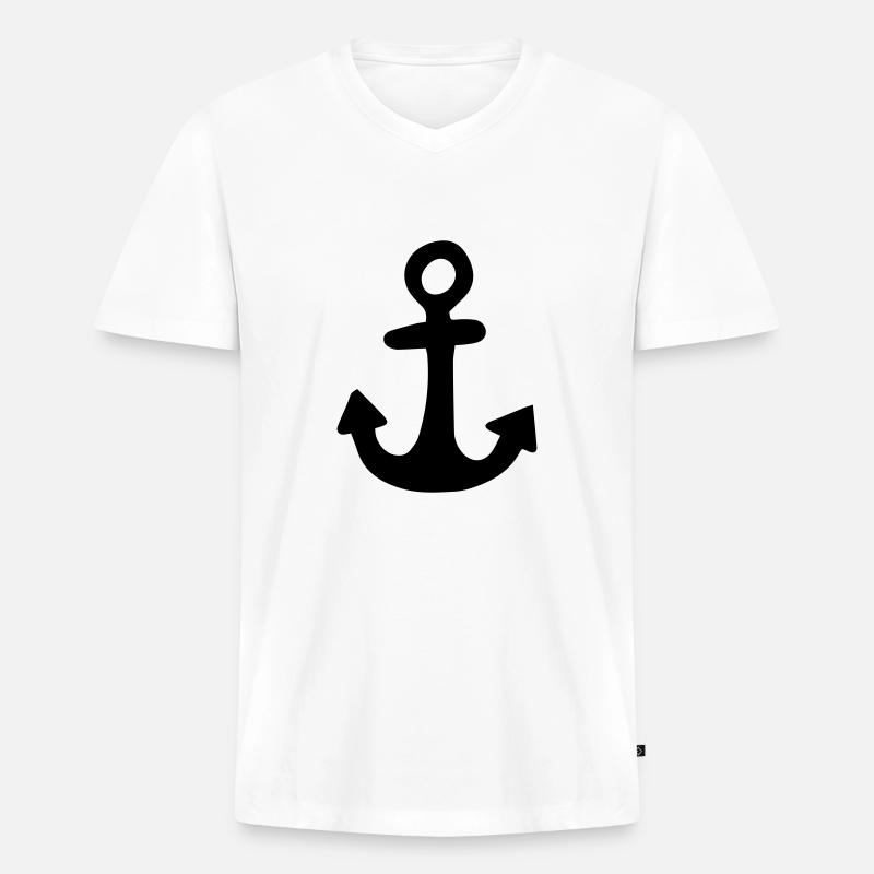 Anker,Schiffsanker,Seemann,Schiff,Boot,Seefahrt, - Männer Premium Bio T-Shirt mit V-Ausschnitt - Weiß
