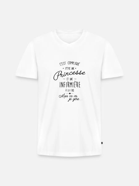 Princesse et infirmière - T-shirt encolure en V Premium bio Homme - blanc