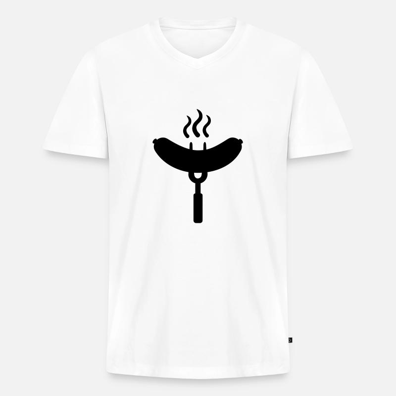 Bratwurst - Männer Premium Bio T-Shirt mit V-Ausschnitt - Weiß