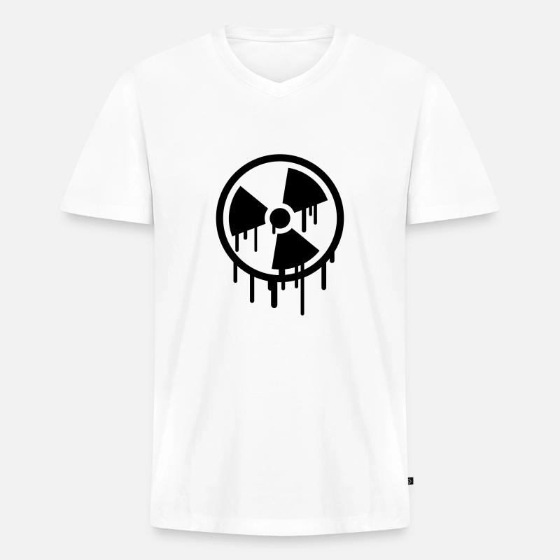 Atom Symbol Graffiti - Männer Premium Bio T-Shirt mit V-Ausschnitt - Weiß