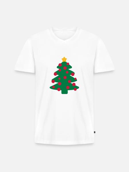Weihnachtsbaum - Männer Premium Bio T-Shirt mit V-Ausschnitt - Weiß