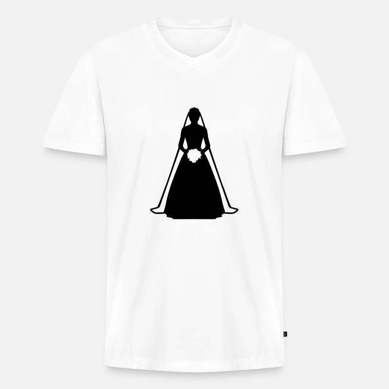 Braut - Männer Premium Bio T-Shirt mit V-Ausschnitt - Weiß