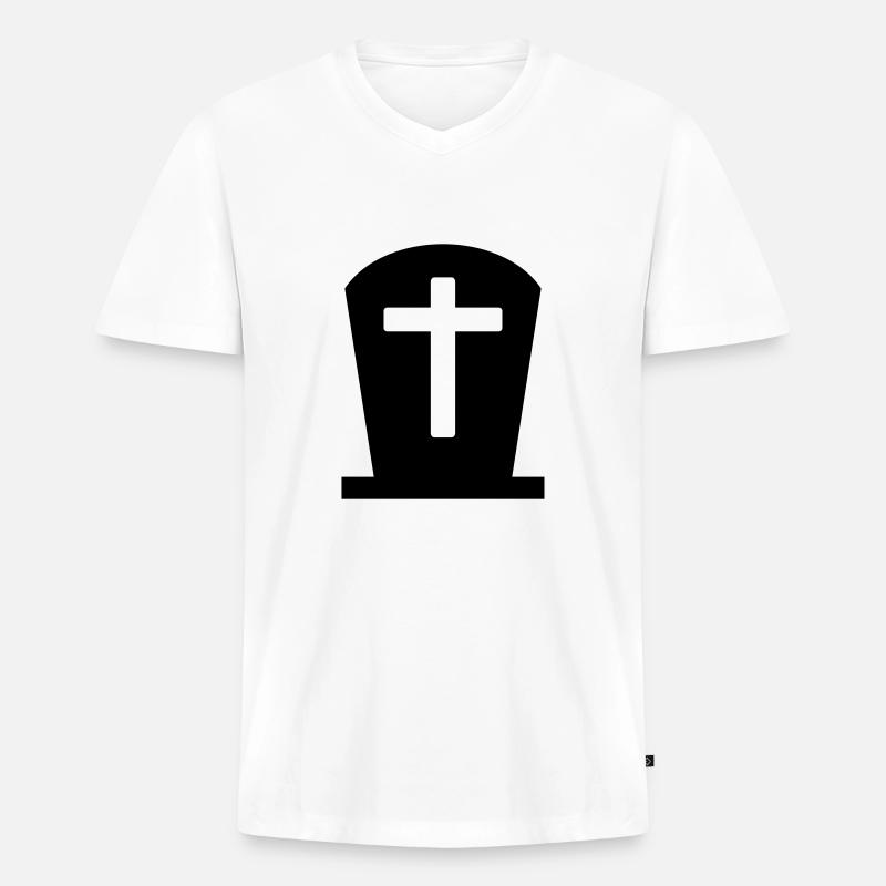 Friedhof - Männer Premium Bio T-Shirt mit V-Ausschnitt - Weiß