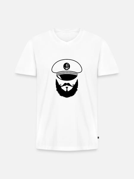 captain_02 - Männer Premium Bio T-Shirt mit V-Ausschnitt - Weiß