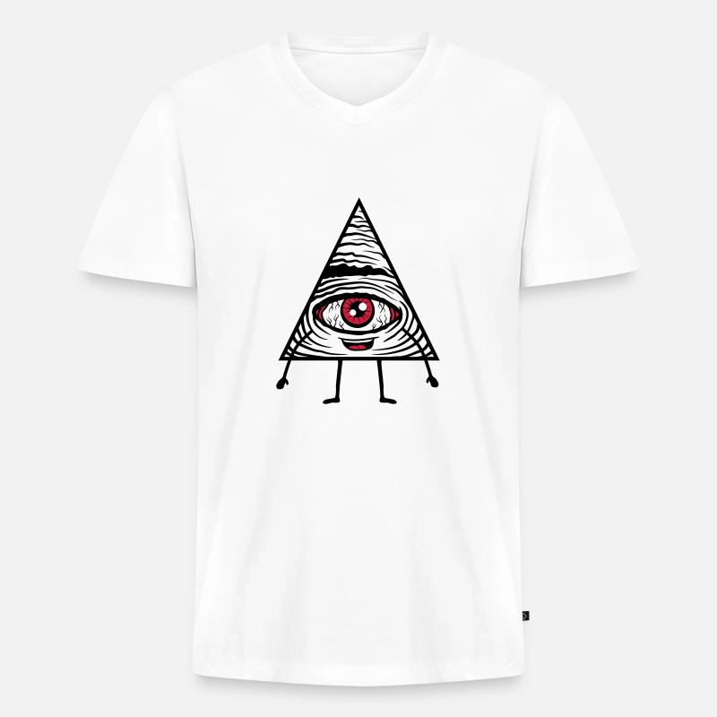 Comic Figur Auge - Männer Premium Bio T-Shirt mit V-Ausschnitt - Weiß