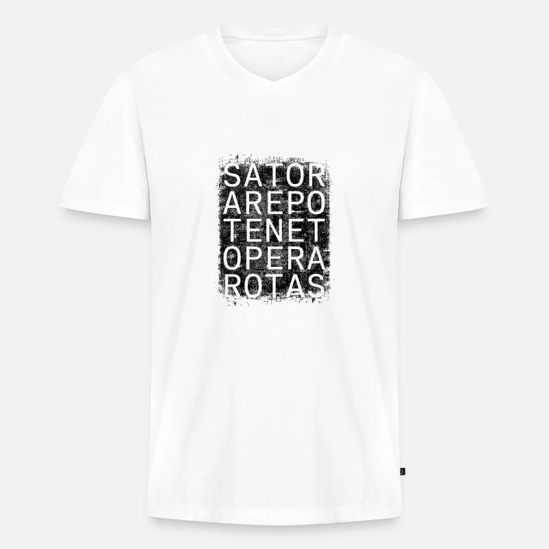 Piazza Sator - Maglietta ecologica premium da uomo con scollo a V - bianco