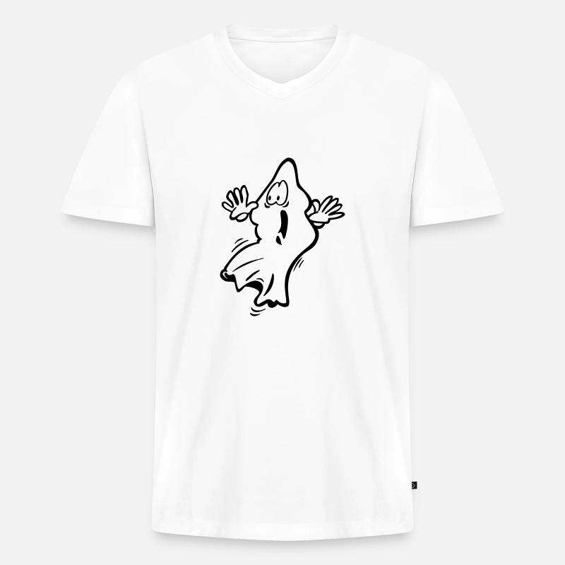 Ghost Geist gespenst - Männer Premium Bio T-Shirt mit V-Ausschnitt - Weiß