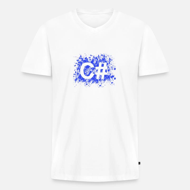C# Programmierer Softwareentwickler Shirt - Männer Premium Bio T-Shirt mit V-Ausschnitt - Weiß
