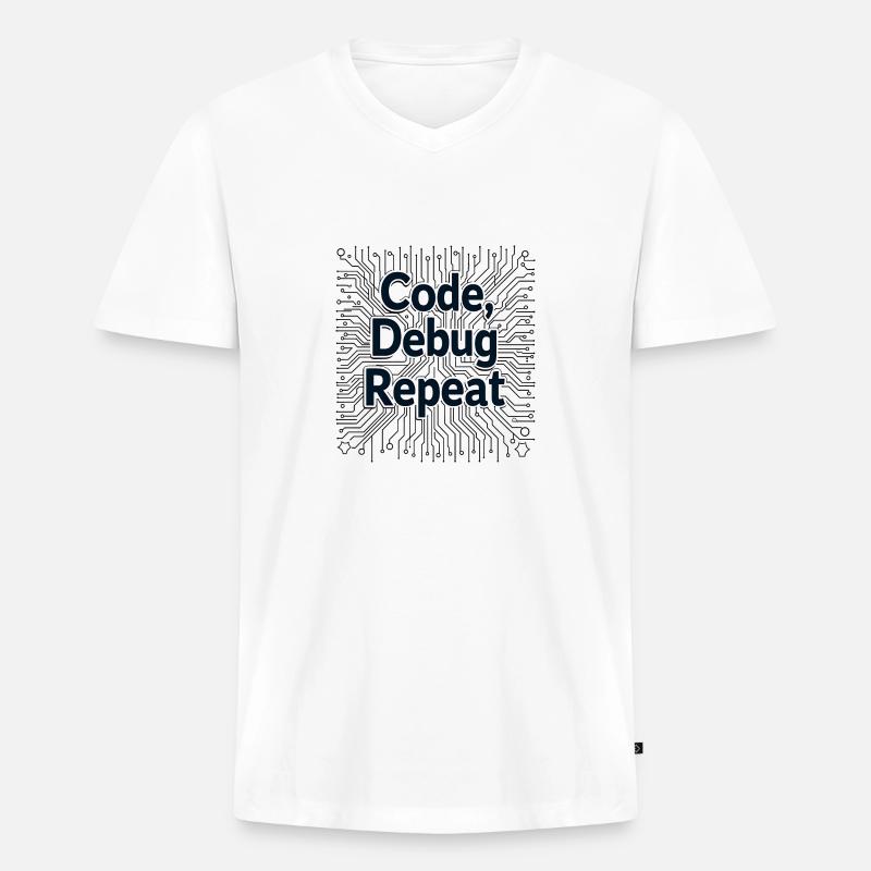 Code Debug Repeat - Software Engineer - Männer Premium Bio T-Shirt mit V-Ausschnitt - Weiß