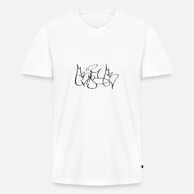 KICK - Graffiti Throw-Up - Männer Premium Bio T-Shirt mit V-Ausschnitt - Weiß