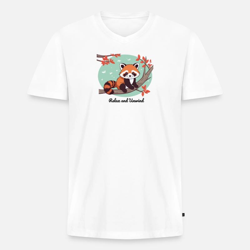 Relax and Unwind – Roter Panda - Männer Premium Bio T-Shirt mit V-Ausschnitt - Weiß