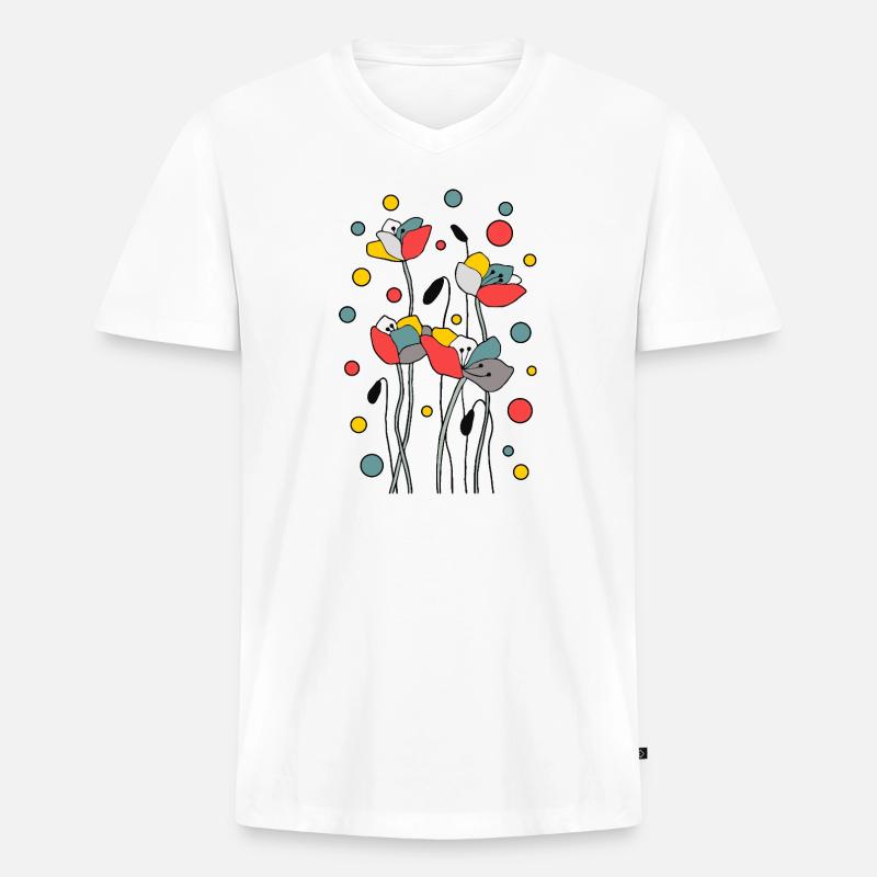 Blumen - Männer Premium Bio T-Shirt mit V-Ausschnitt - Weiß