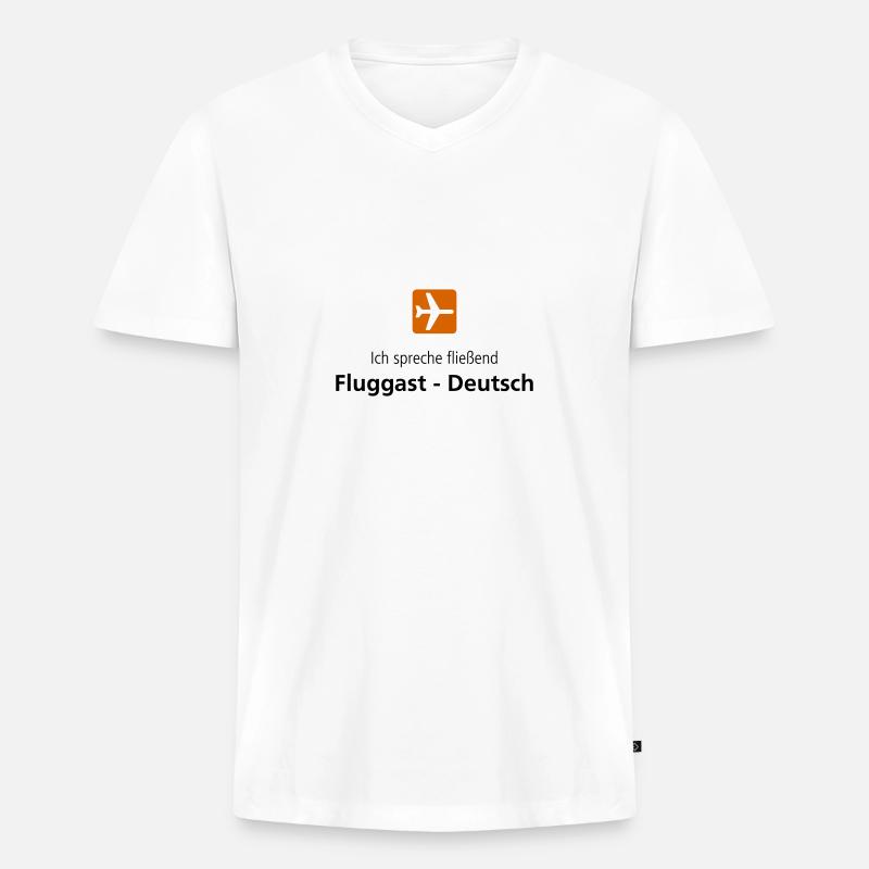Fluggast Deutsch - Männer Premium Bio T-Shirt mit V-Ausschnitt - Weiß