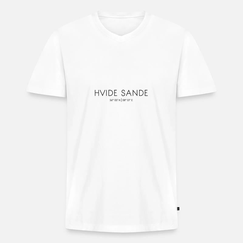 Hvide Sande, Dänemark - Männer Premium Bio T-Shirt mit V-Ausschnitt - Weiß