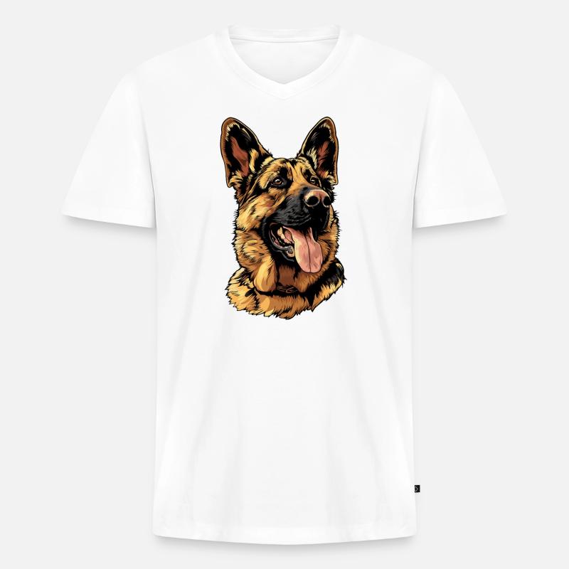 Deutscher Schäferhund - Männer Premium Bio T-Shirt mit V-Ausschnitt - Weiß