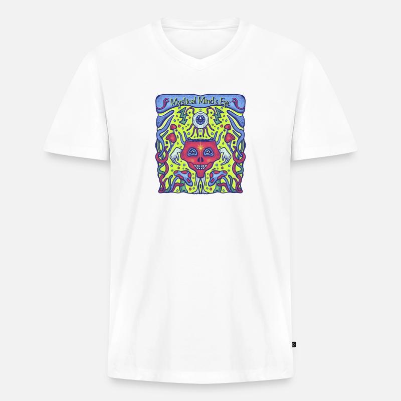 Groovy Psychedelic - Männer Premium Bio T-Shirt mit V-Ausschnitt - Weiß