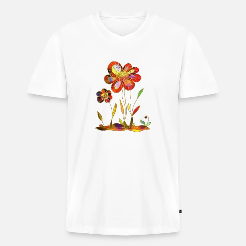 Blumen - Männer Premium Bio T-Shirt mit V-Ausschnitt - Weiß