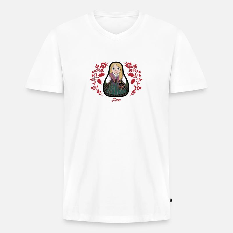 Ilsbostinta mit Blumen. - Männer Premium Bio T-Shirt mit V-Ausschnitt - Weiß