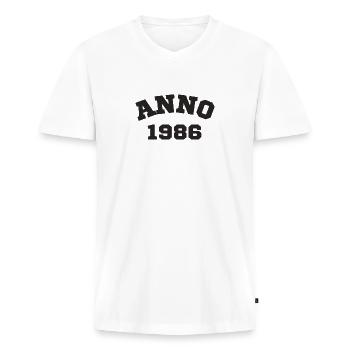 Anno 1986 Geburtstag Geburtsjahr - Männer Premium Bio T-Shirt mit V-Ausschnitt - Weiß - Vorne - Nico (187cm)