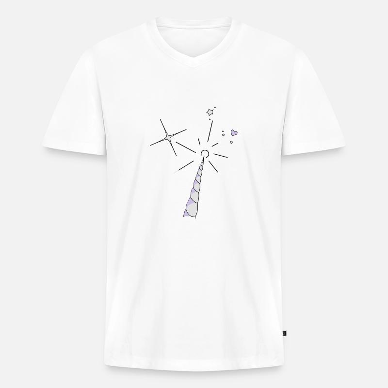Einhorn Horn - Männer Premium Bio T-Shirt mit V-Ausschnitt - Weiß