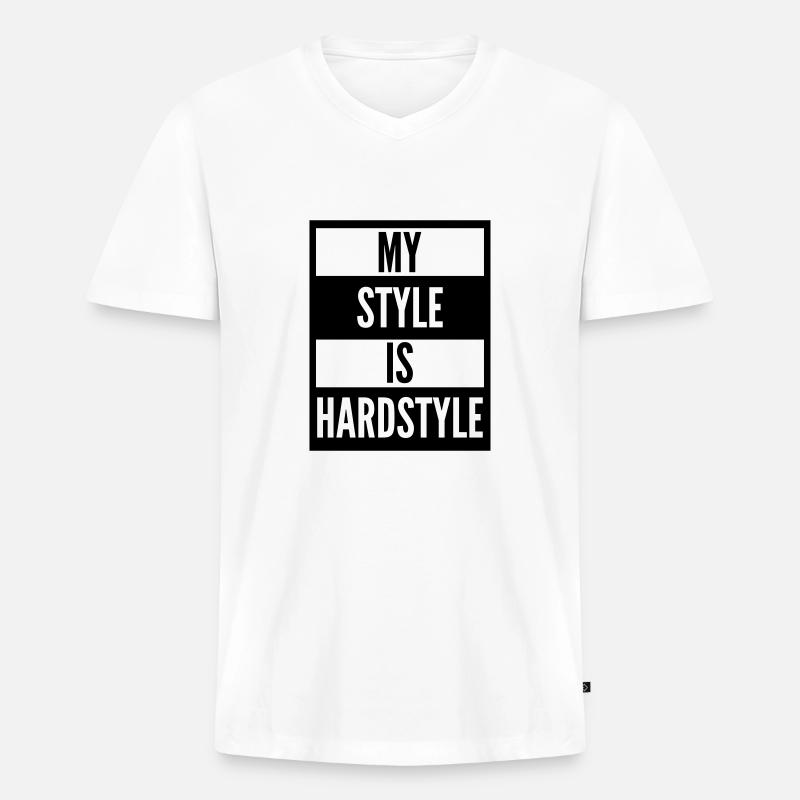my style is hardstyle - Männer Premium Bio T-Shirt mit V-Ausschnitt - Weiß