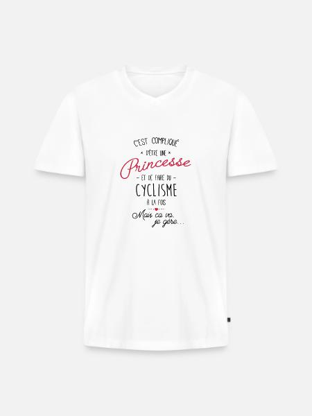 princesse et Cyclisme - T-shirt encolure en V Premium bio Homme - blanc