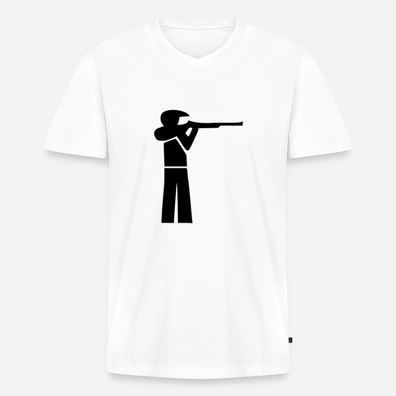 Schütze mit Cappy - Männer Premium Bio T-Shirt mit V-Ausschnitt - Weiß