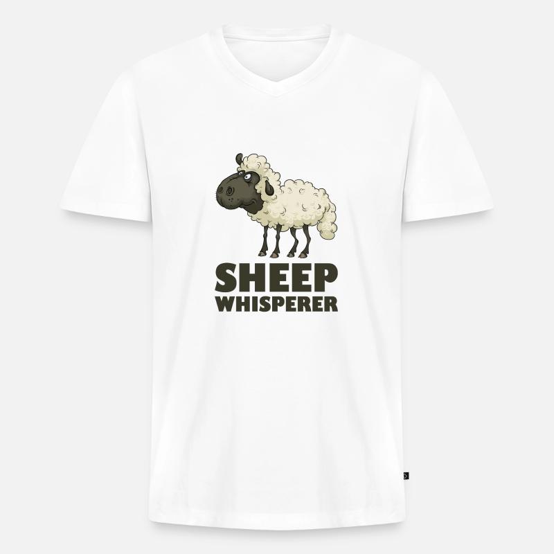 Schafflüsterer Schaf - Männer Premium Bio T-Shirt mit V-Ausschnitt - Weiß