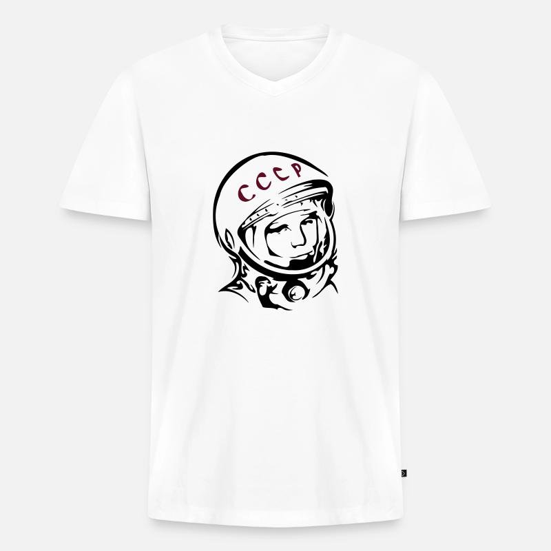 Juri Gagarin - Männer Premium Bio T-Shirt mit V-Ausschnitt - Weiß