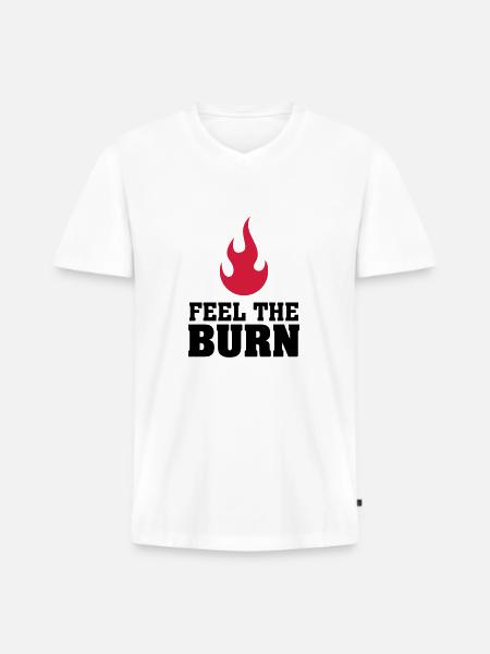 Feel The Burn (Flame) - Männer Premium Bio T-Shirt mit V-Ausschnitt - Weiß