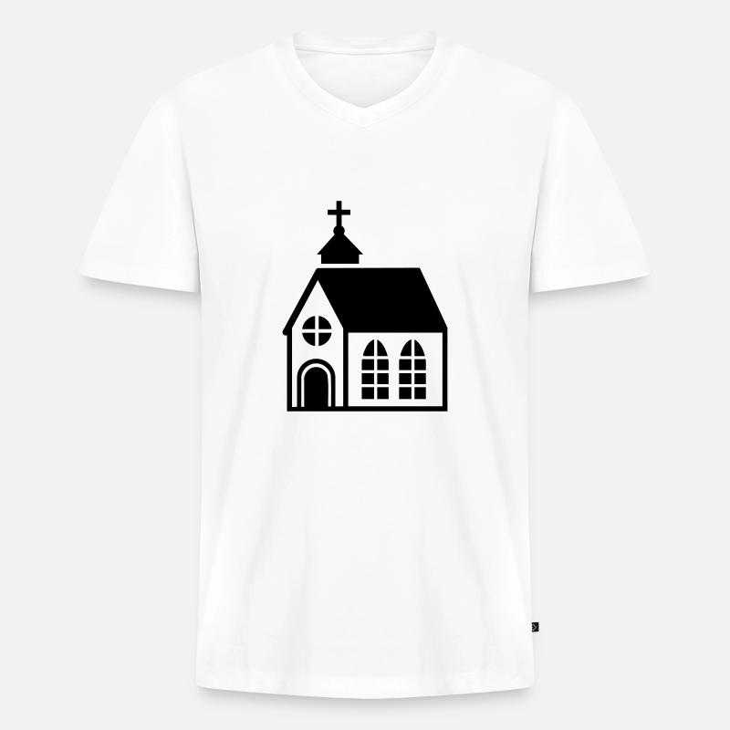 Kirche - Männer Premium Bio T-Shirt mit V-Ausschnitt - Weiß
