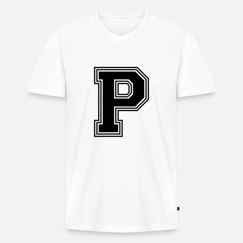 P_Buchstabe_P_(w31) - Männer Premium Bio T-Shirt mit V-Ausschnitt - Weiß