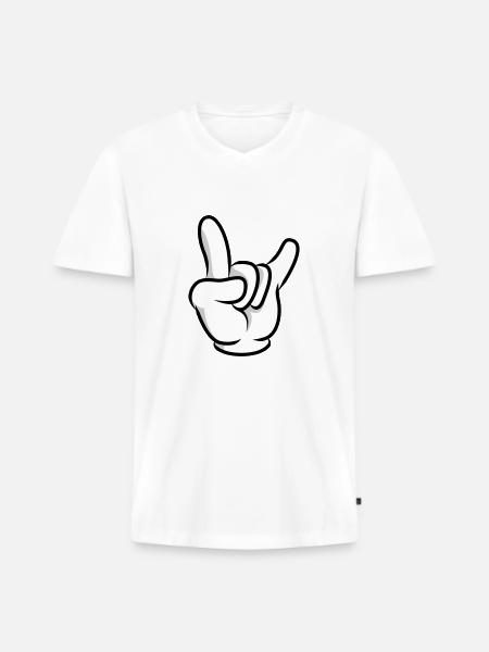Hand icon - Men's Premium Organic T-shirt with V-neck - white