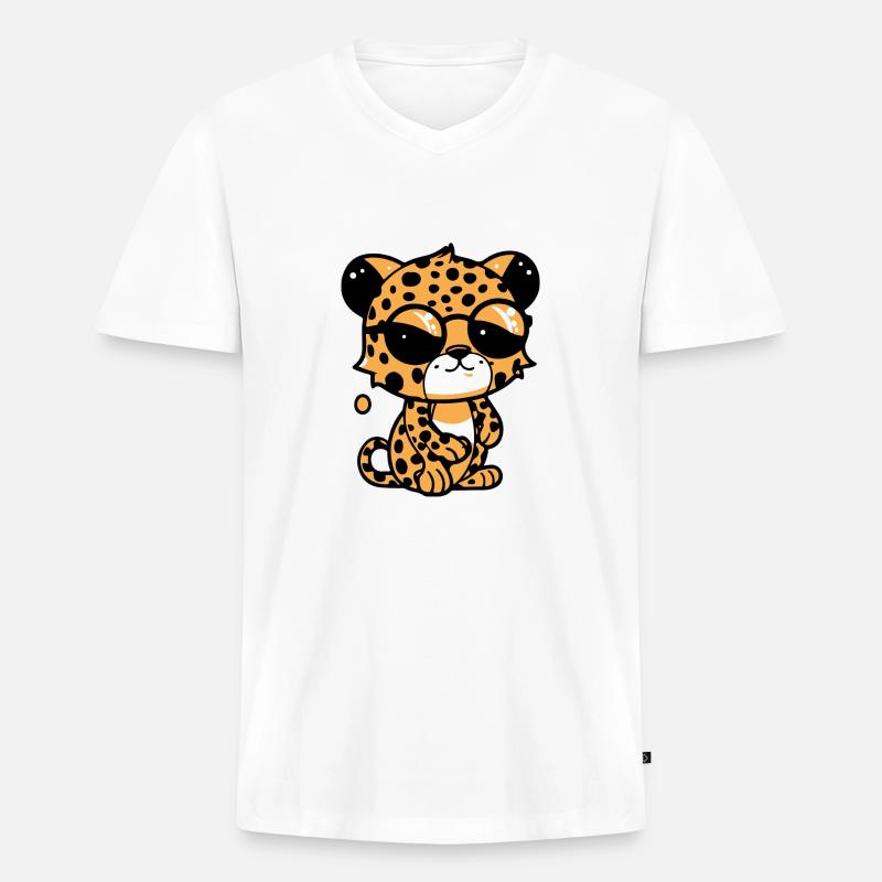 Zoolto der Leopard - Männer Premium Bio T-Shirt mit V-Ausschnitt - Weiß