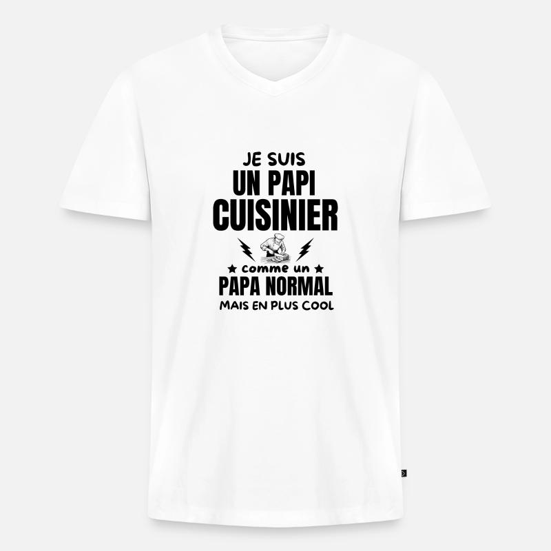 PAPI CUIISNIER - Männer Premium Bio T-Shirt mit V-Ausschnitt - Weiß