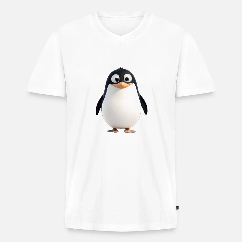 Der Pinguin, ein Frackträger - Männer Premium Bio T-Shirt mit V-Ausschnitt - Weiß