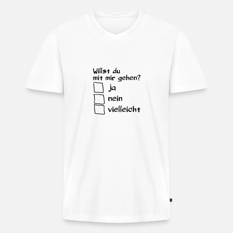 Willst du mit mir gehen? - Männer Premium Bio T-Shirt mit V-Ausschnitt - Weiß