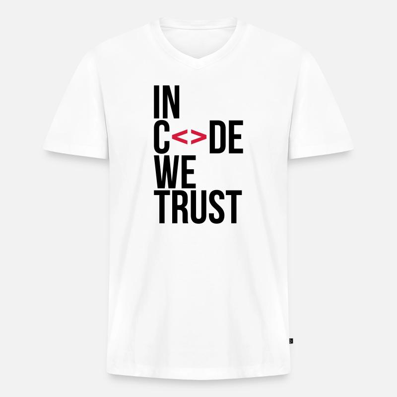 in code we trust ! - Männer Premium Bio T-Shirt mit V-Ausschnitt - Weiß