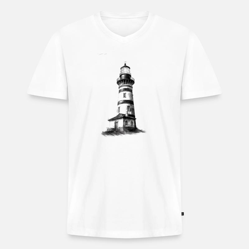 Conception de phare pour l’auto-conception - T-shirt encolure en V Premium bio Homme - blanc