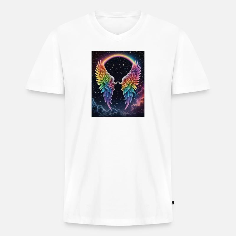 Regenbogenflug im Kosmos - Männer Premium Bio T-Shirt mit V-Ausschnitt - Weiß