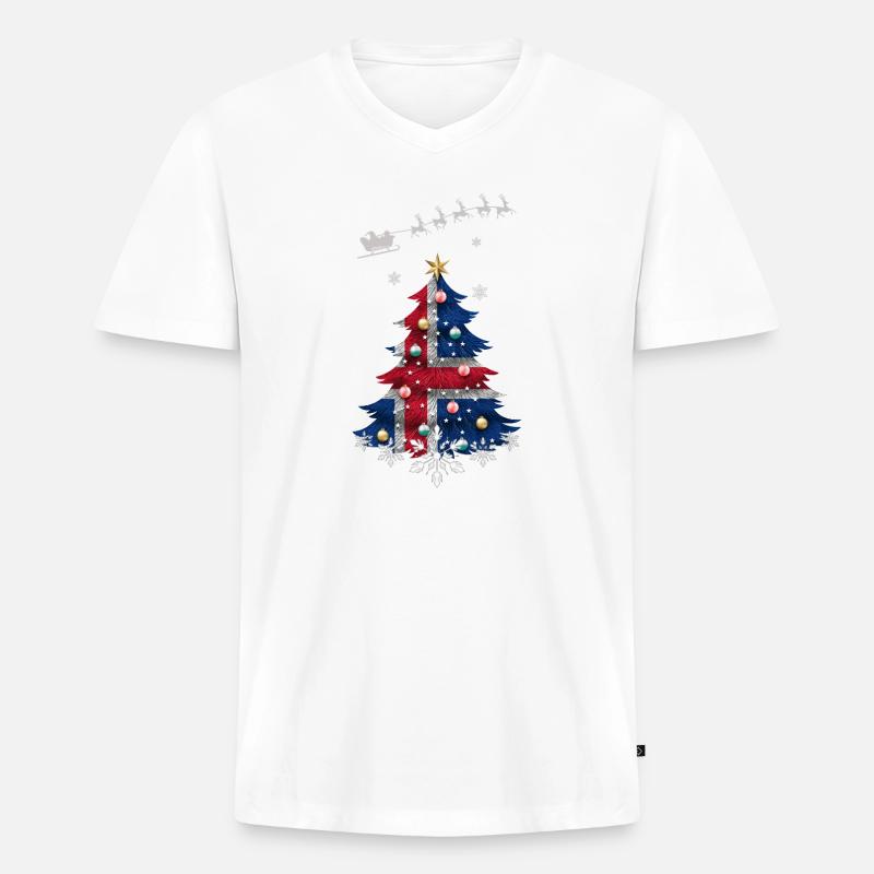 Weihnachtsbaum mit Island-Flagge - Männer Premium Bio T-Shirt mit V-Ausschnitt - Weiß