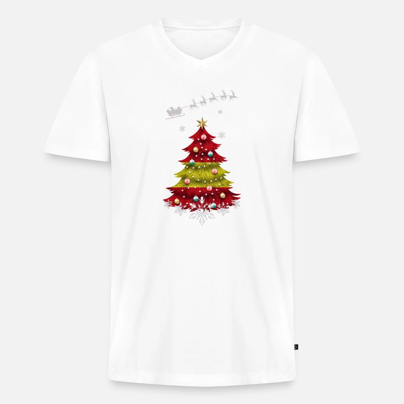 Weihnachtsbaum mit Spanien-Flagge - Männer Premium Bio T-Shirt mit V-Ausschnitt - Weiß