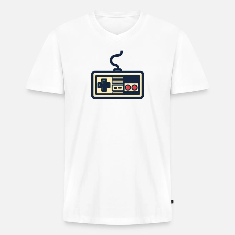 Retro game controller design - Men's Premium Organic T-shirt with V-neck - white